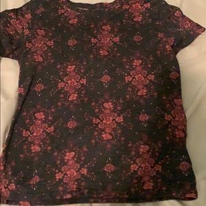 Gray and pink floral shirt